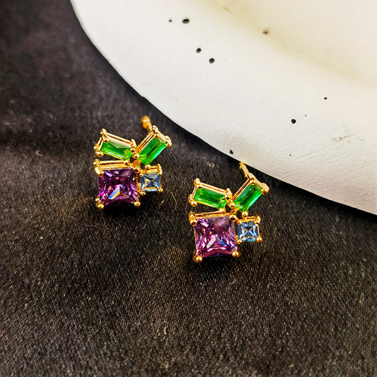 Orecchini quadrati zircone colorati