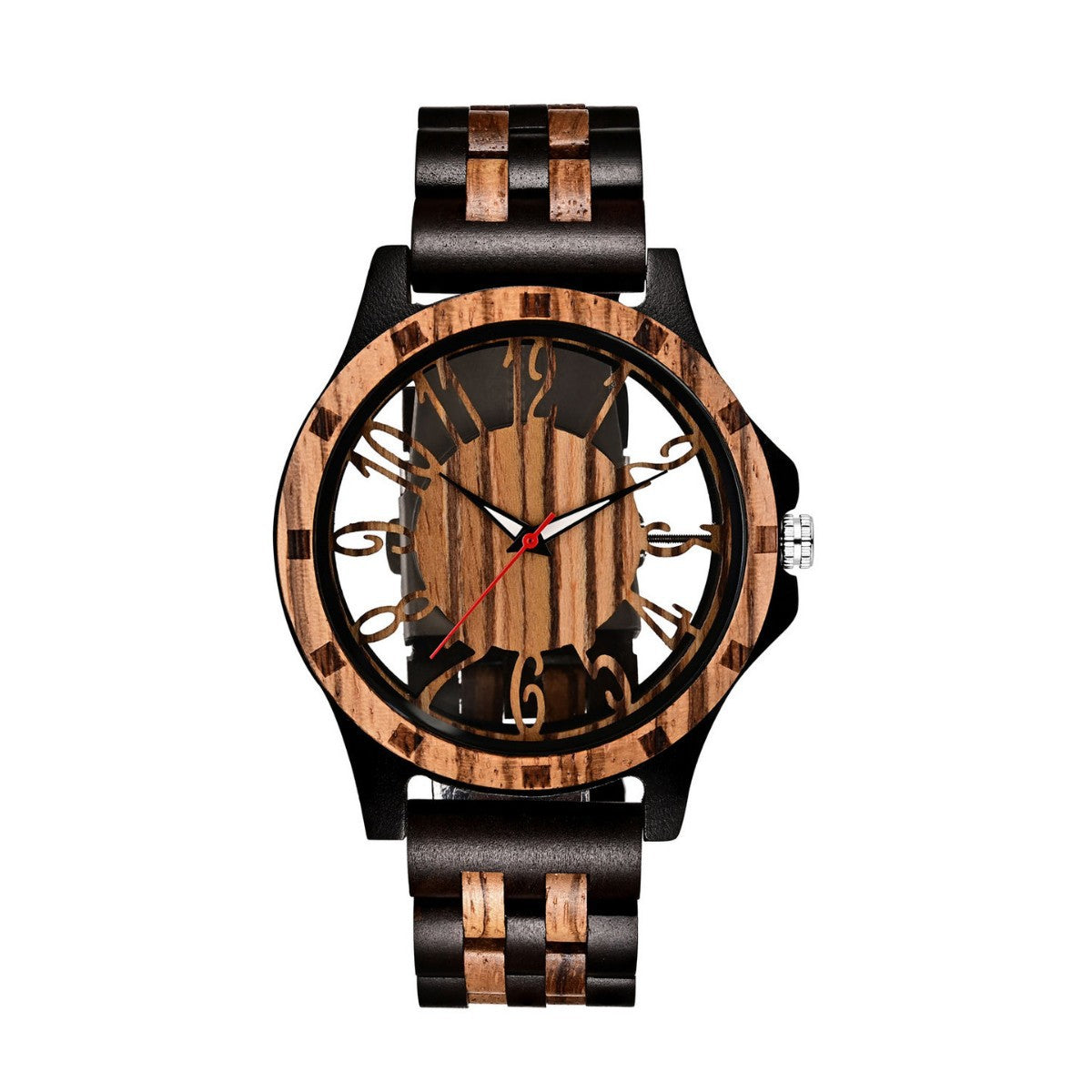 Orologio in noce cinturino pelle