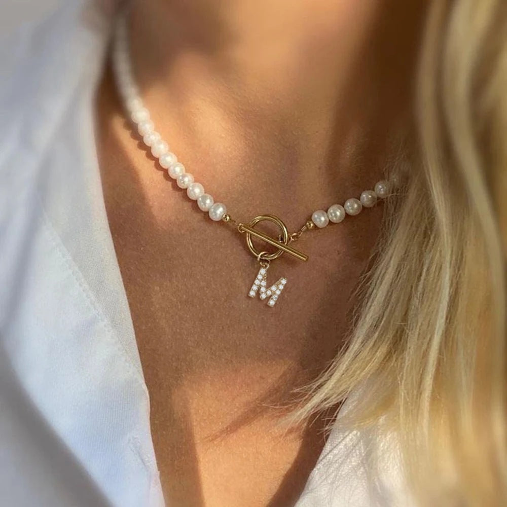 Collana perle con lettere