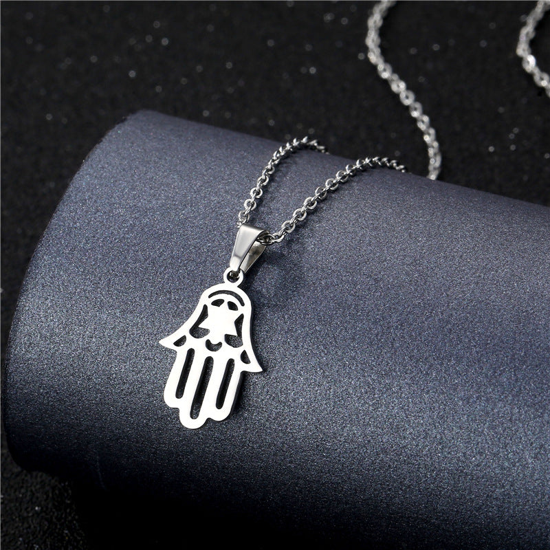 Collana geometrica traforata in acciaio inossidabile