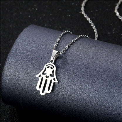 Collana geometrica traforata in acciaio inossidabile