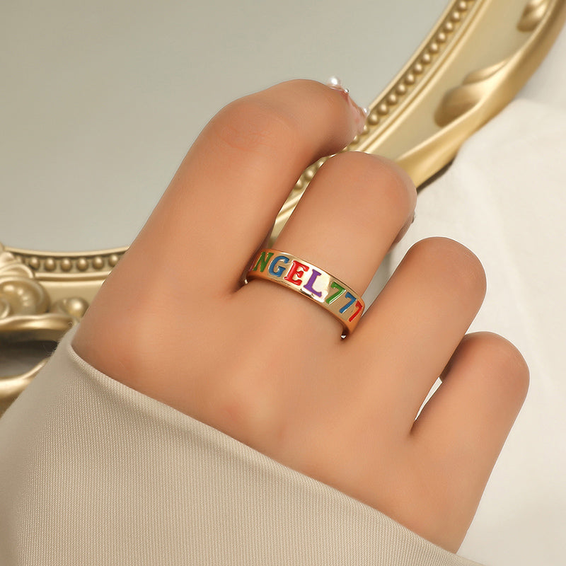 Anello smalto numeri colorati