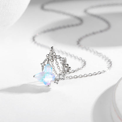 Collana farfalla argento in vetro