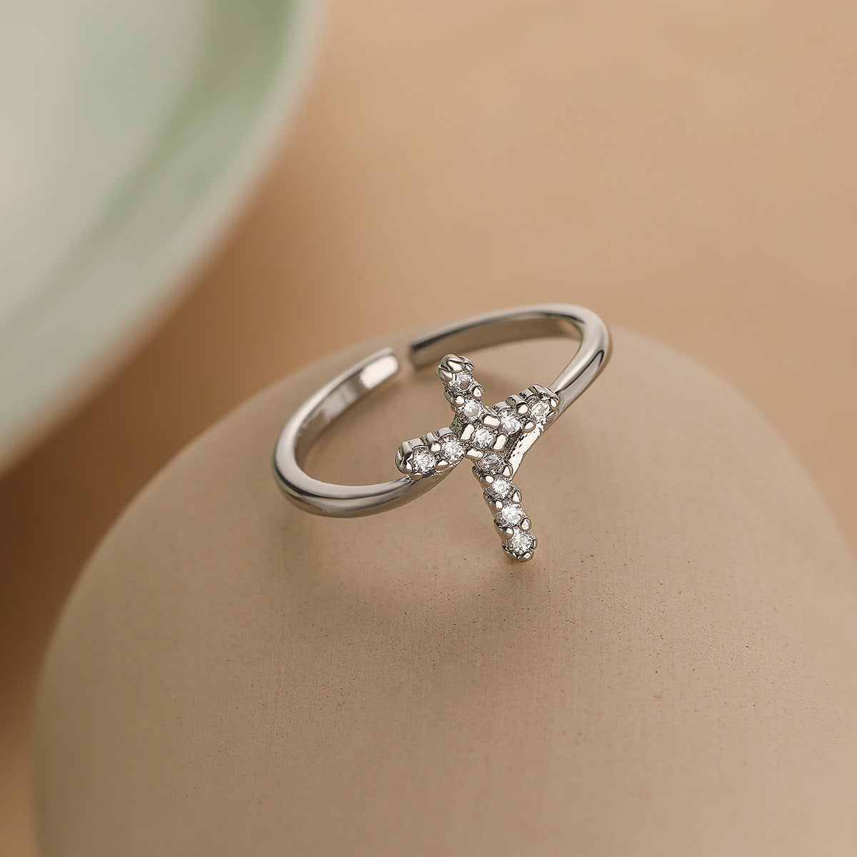 Anello croce geometrica rame oro