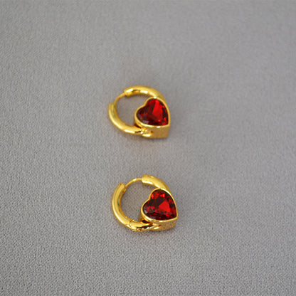 Orecchini cuore vetro rosso