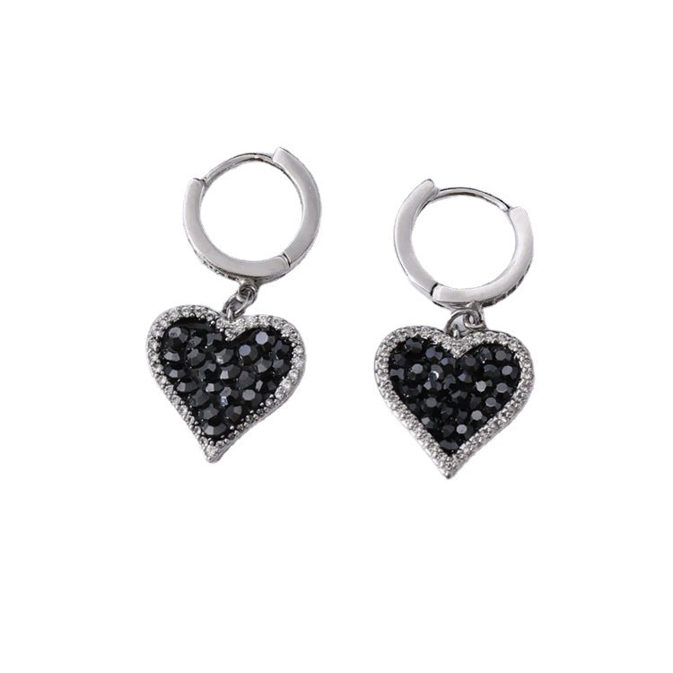 Orecchini cuore con strass incastonati