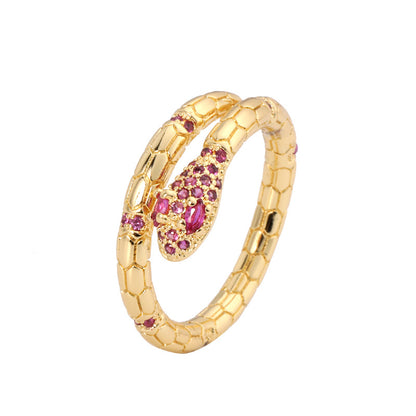 Anello serpente zircone aperto