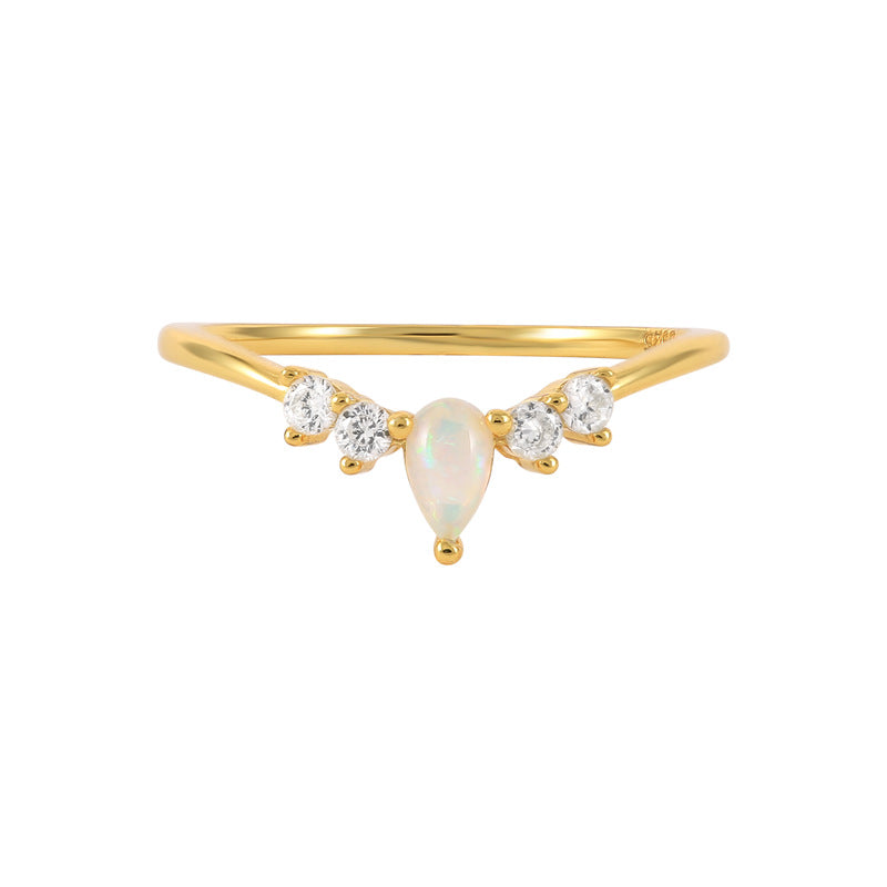 Anello opale zircone a V