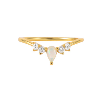 Anello opale zircone a V