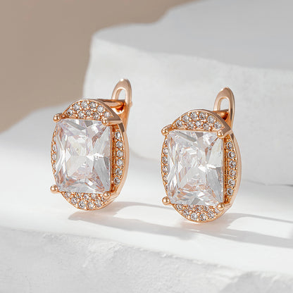 Orecchini zircone quadrati oro rosa