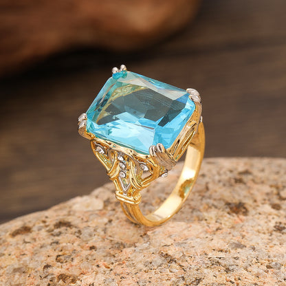 Anello geometrico retrò con zirconi