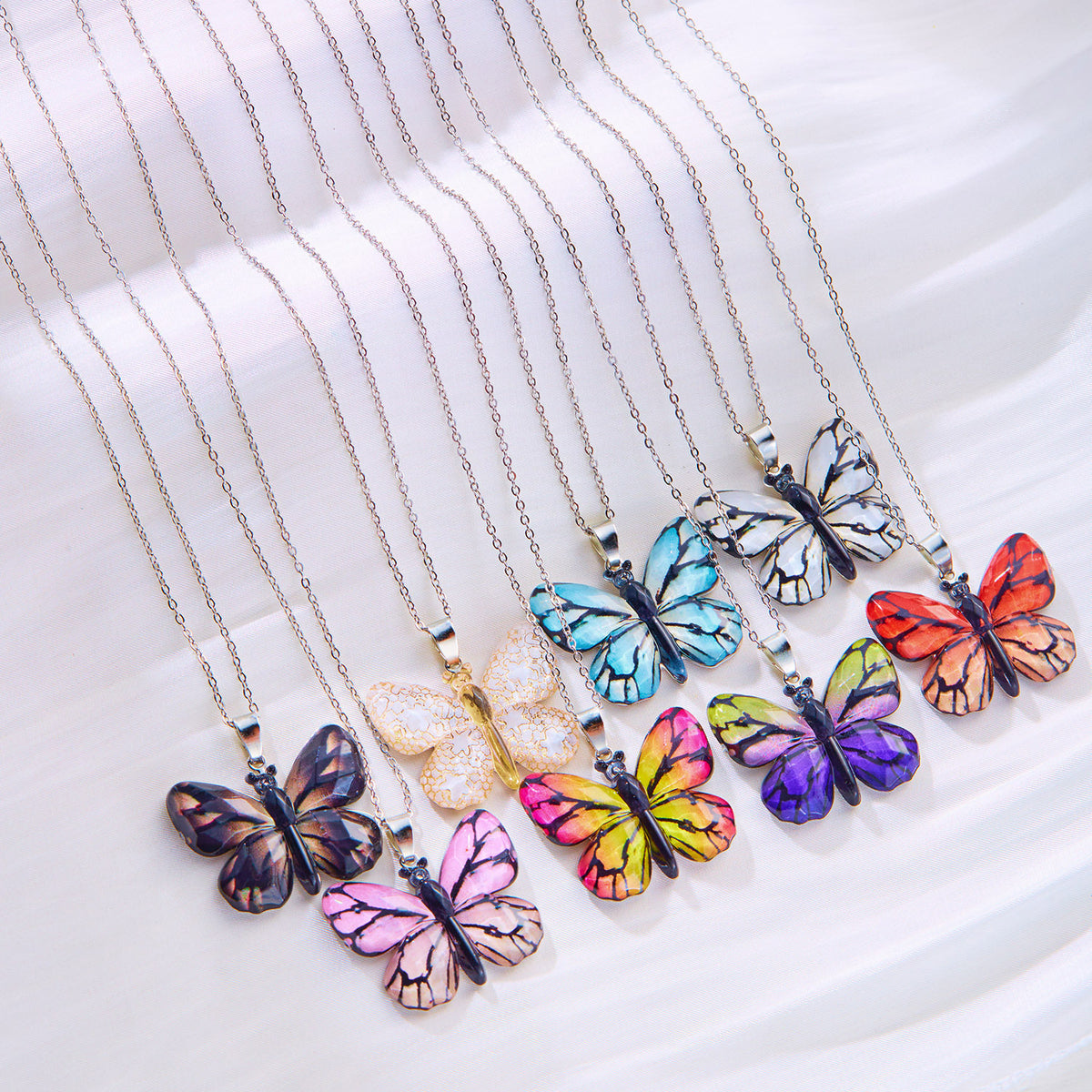 Collana farfalla retrò multicolore