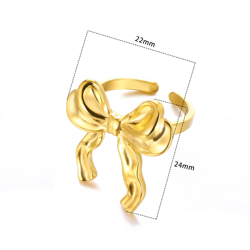 Anello acciaio titanio con fiocco