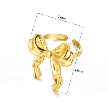 Anello acciaio titanio con fiocco