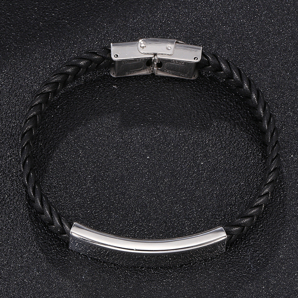 Bracciale pelle intrecciata catena