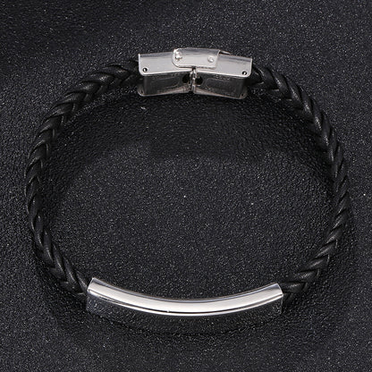Bracciale pelle intrecciata catena