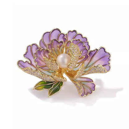 Spilla peonia perla