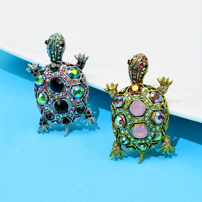 Spilla tartaruga con strass