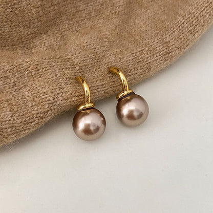 Orecchini perla clip champagne