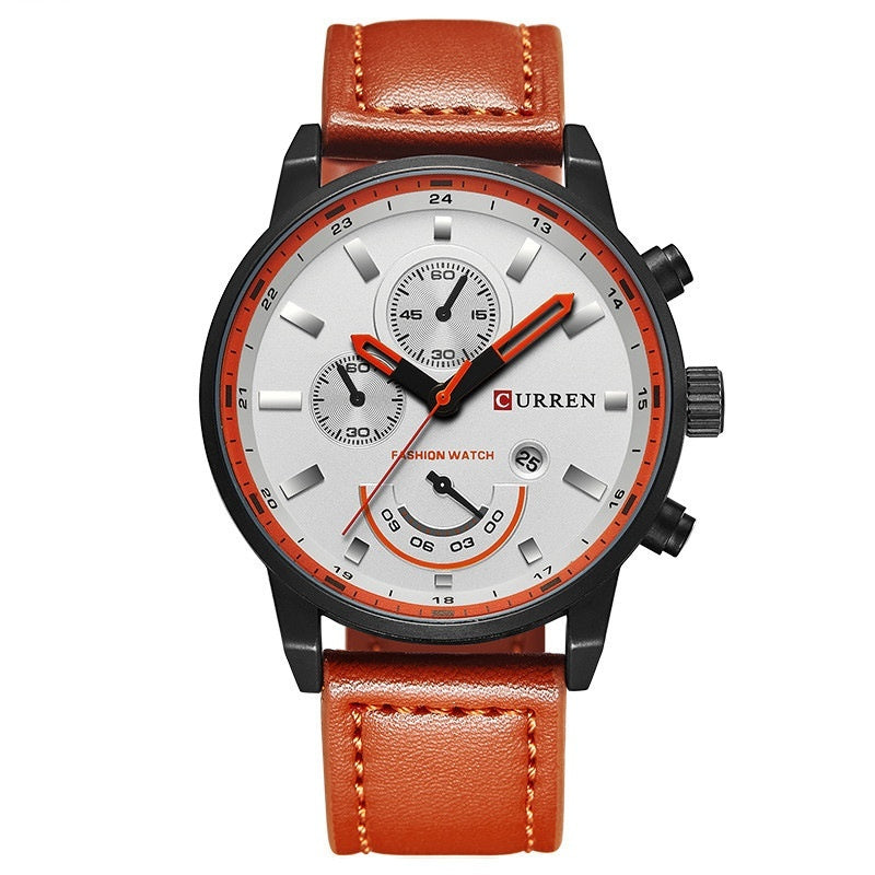 Orologio al quarzo con calendario pelle business