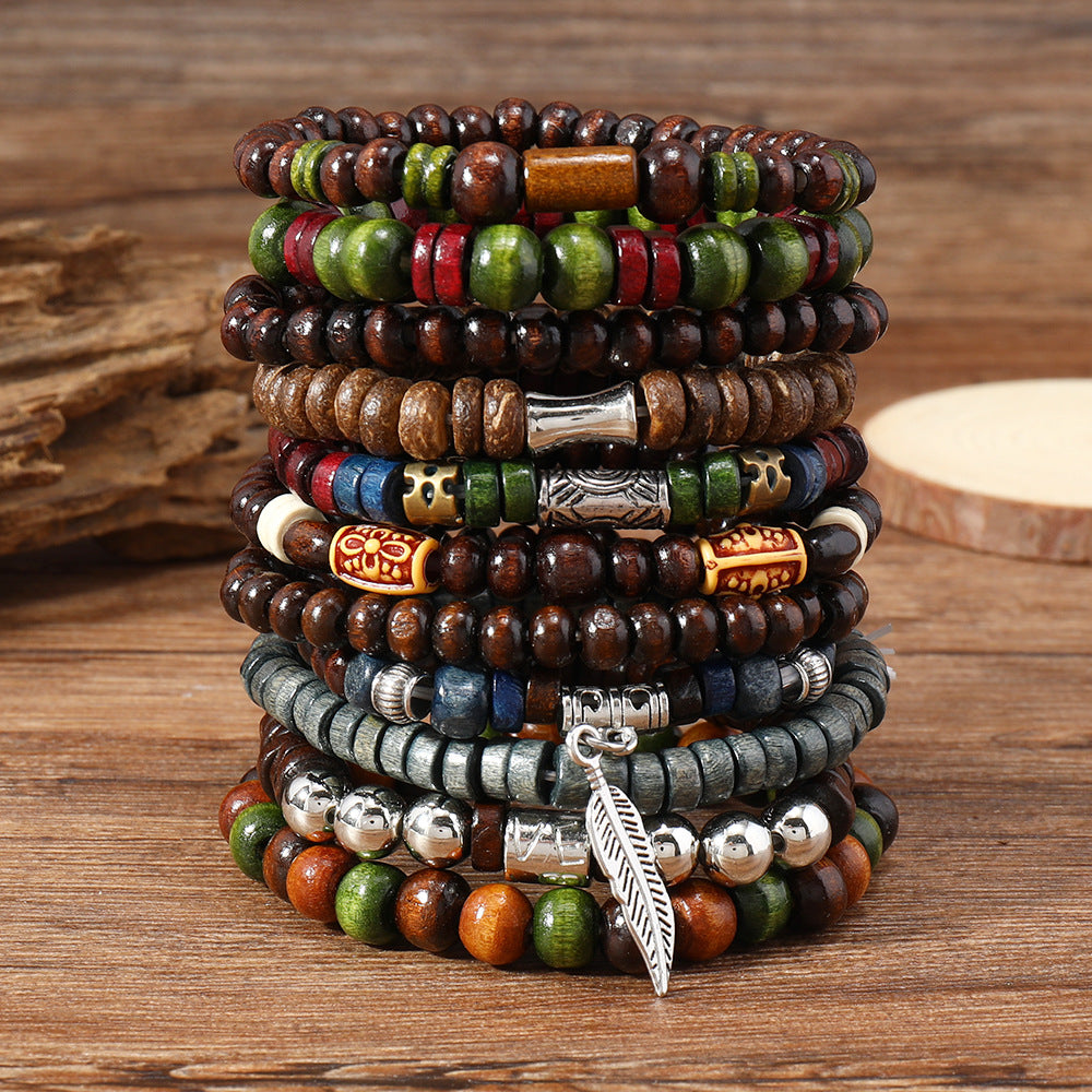 Set 22 braccialetti di legno