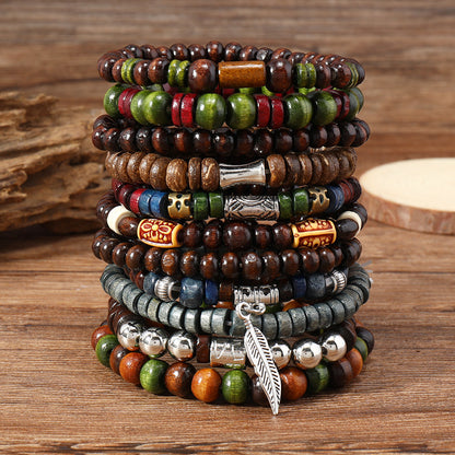 Set 22 braccialetti di legno