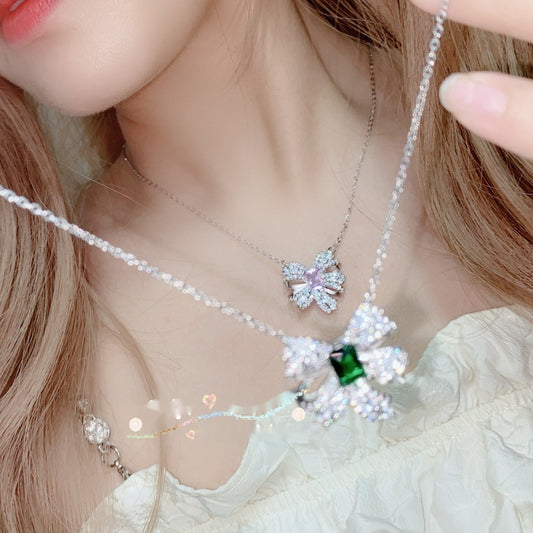 Collana farfalla smeraldo placcato