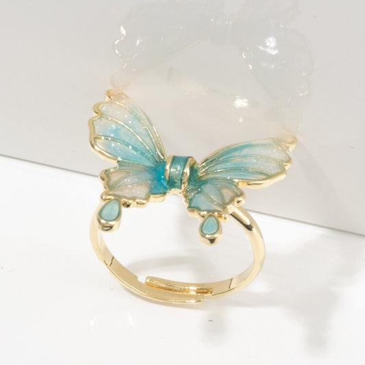 Anello farfalla sfumato blu