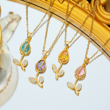 Collana tulipano zircone