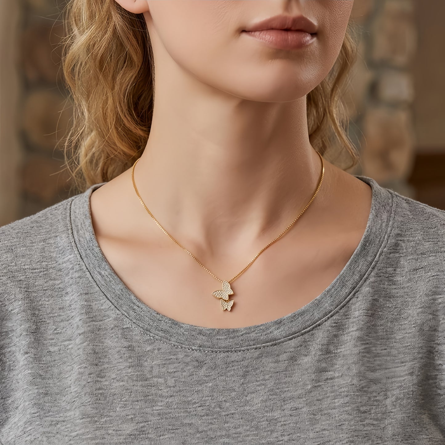 Collana farfalle doppie placcata oro