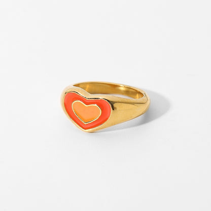 Anello cuore in titanio acciaio