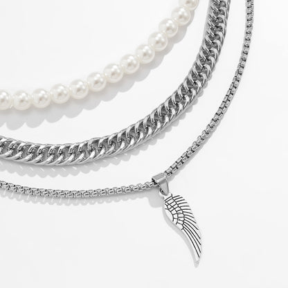 Collana piuma perle vintage