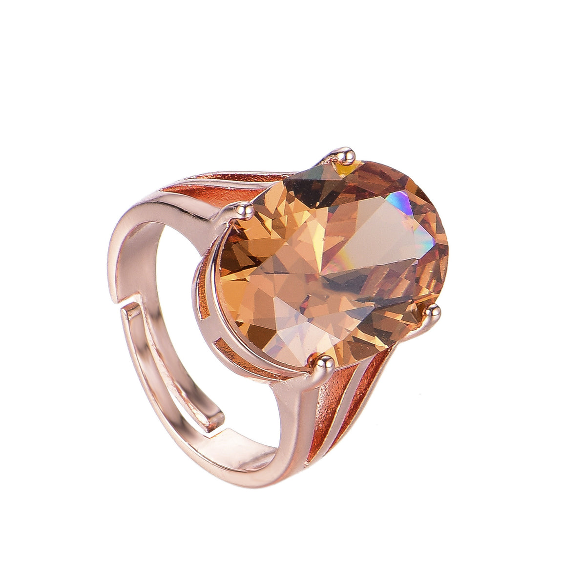 Anello zircone champagne ovale