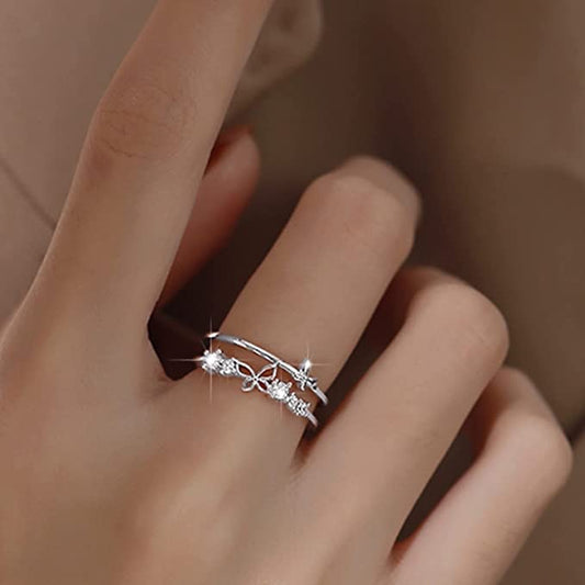 Anello farfalla doppio strato con diamanti