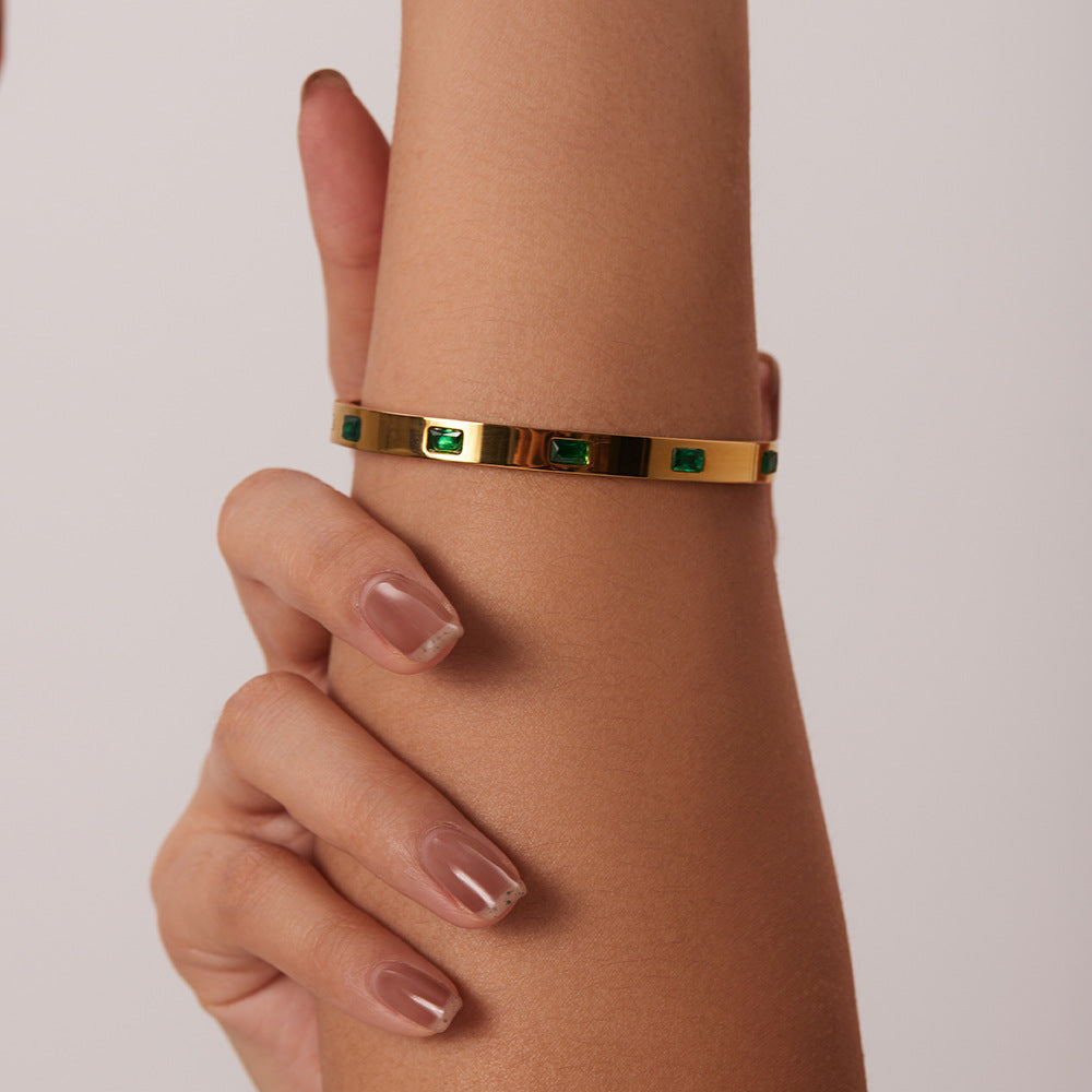 Bracciale titanio con zirconi rettangolari