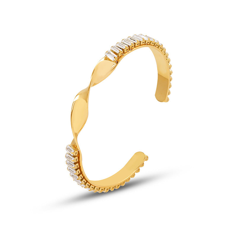 Bracciale geometrico zirconi aperto