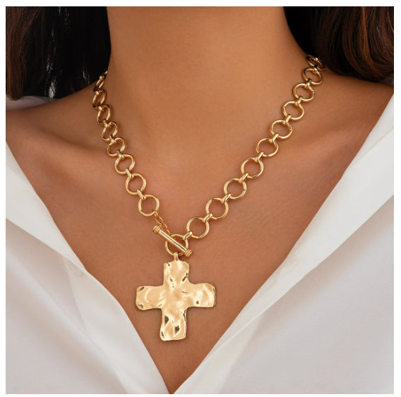Collana croce metallo da donna