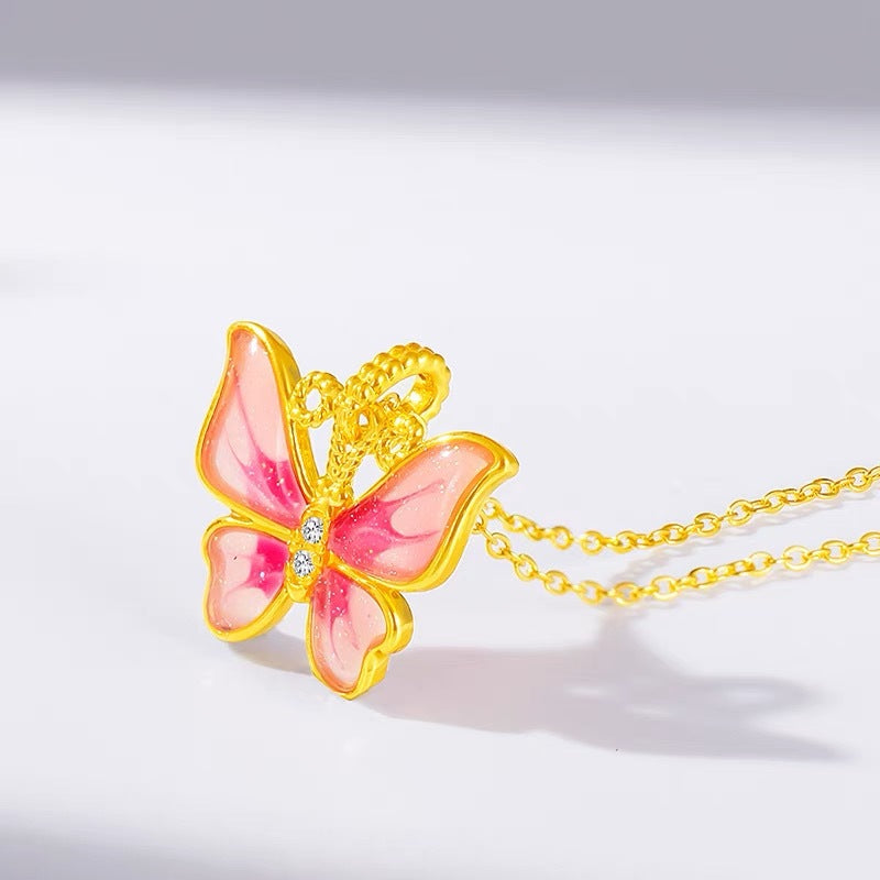 Collana farfalla smaltata oro