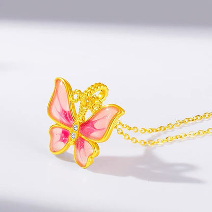 Collana farfalla smaltata oro