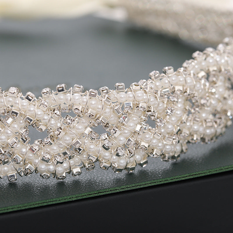 Diadema fiore perline
