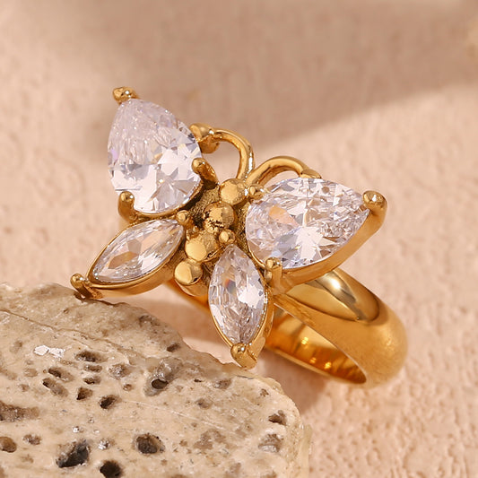 Anello farfalla zircone