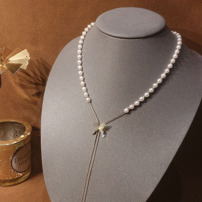 Collana farfalla perla lunga