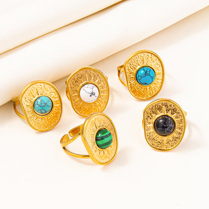 Anello geometrico retrò acciaio inox