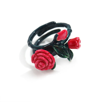 Anello smaltato fiori