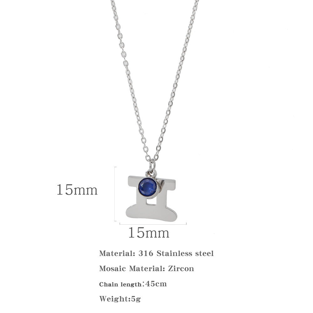 Collana zircone in acciaio inox
