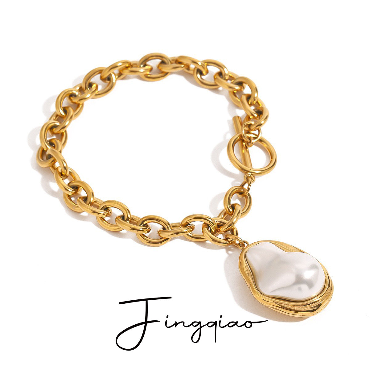 Bracciale in acciaio con placcatura oro