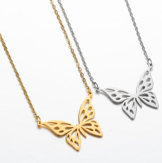 Collana farfalla traforata acciaio