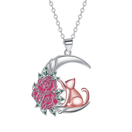 Collana gatto rosa color oro