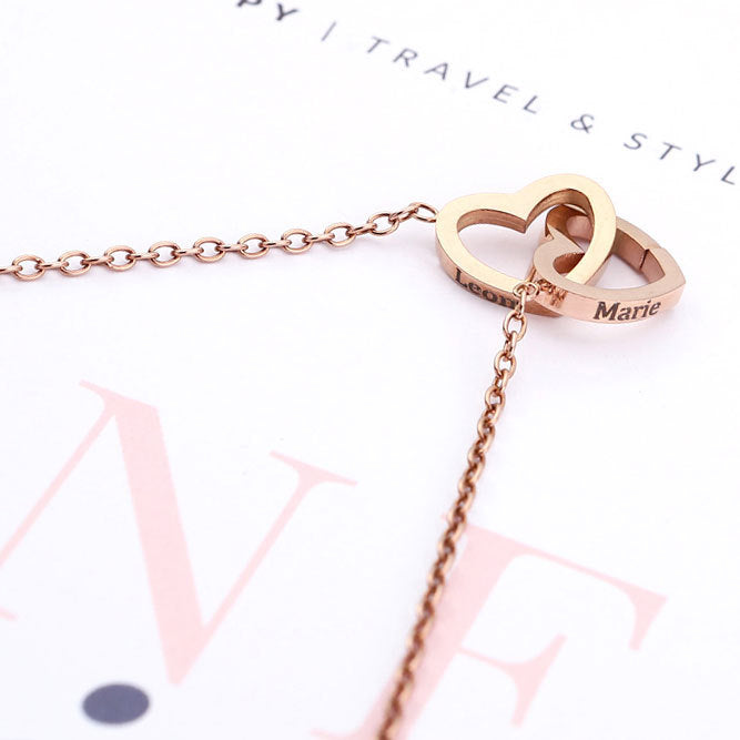 Collana doppio cuore acciaio