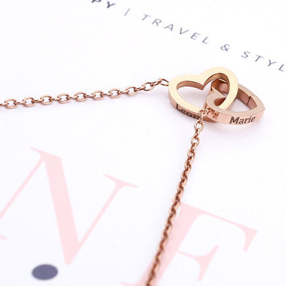 Collana doppio cuore acciaio